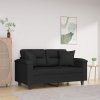 2-osobowa sofa z poduszkami, czarna, 120 cm, mikrofibra